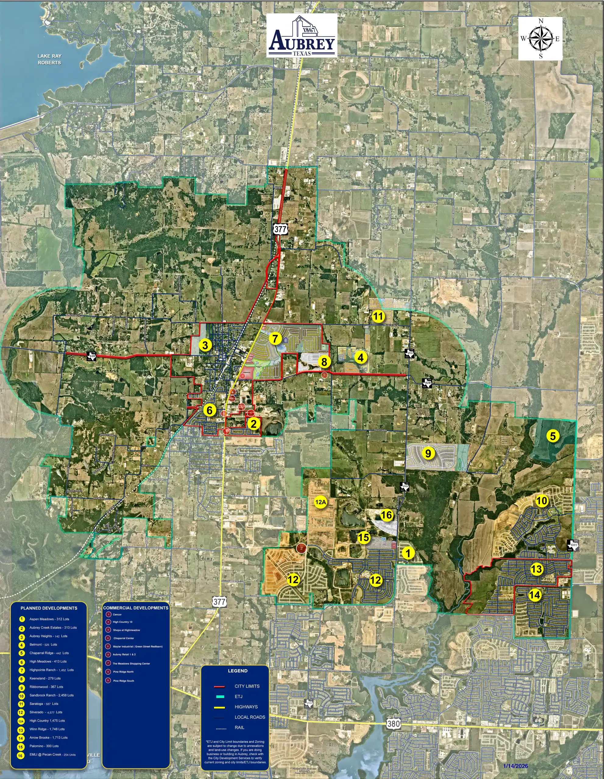 Aubrey Municipal Development District Residential Commercial Developments Map 4 23